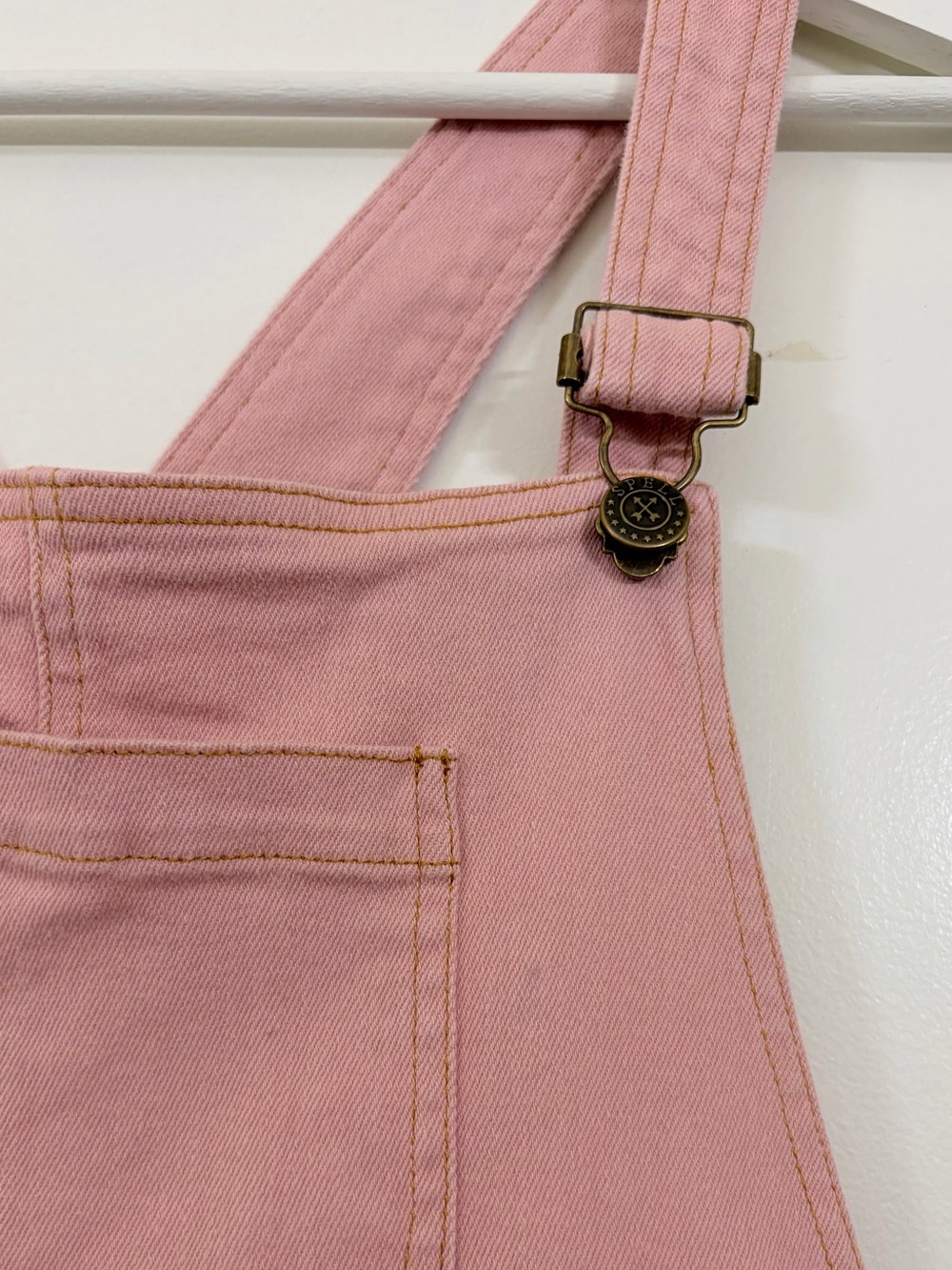 Spell & The Gypsy Collective Candy Denim Pinafore Pink Overall Midi Dress M - Picture 7 of 11